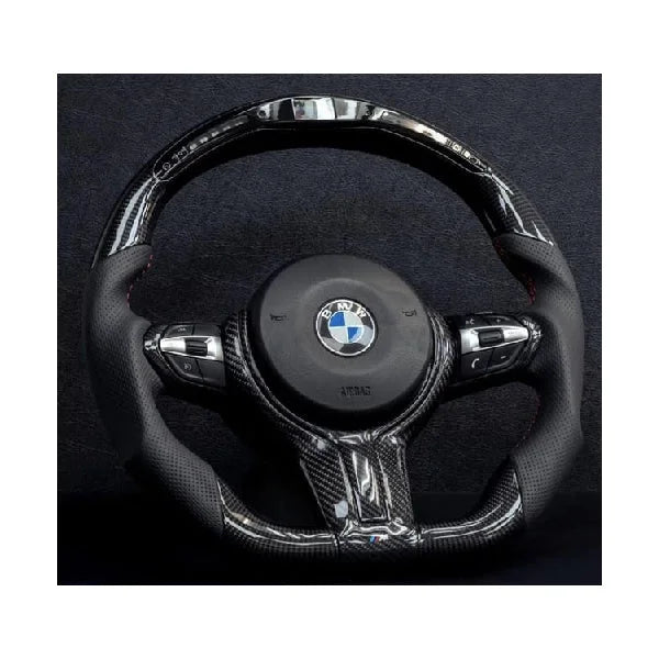 BMW Carbon fiber Steering Wheel with RPM LED | Material -Perforated Leather