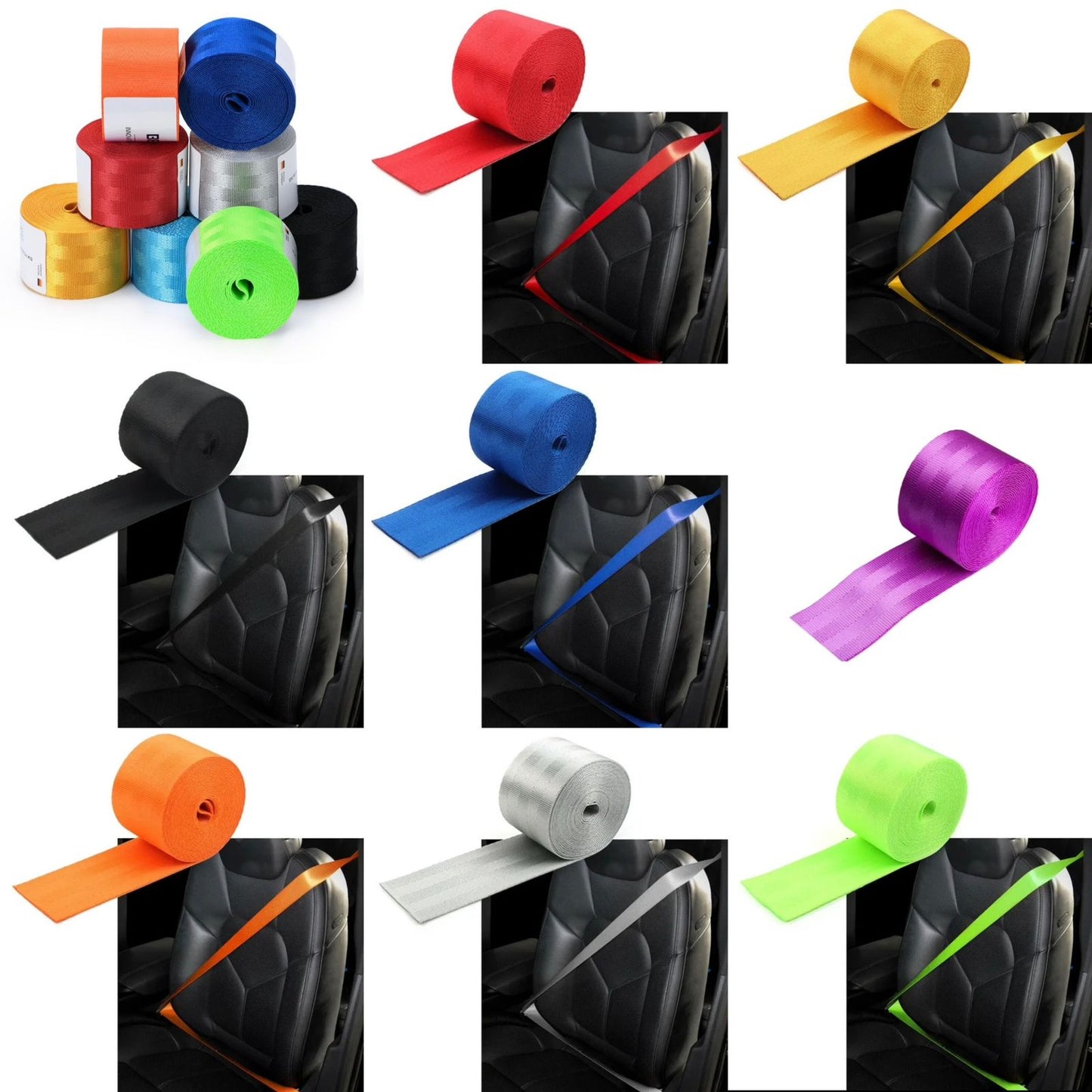 Car Color Seat Belt Replacement Renewal Webbing Racing Belts Straps