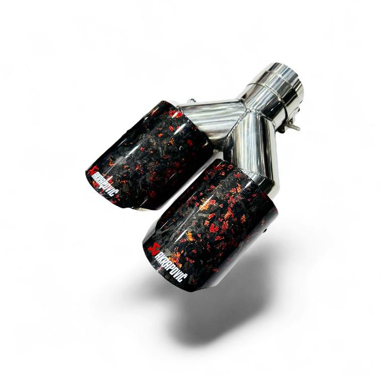 Akrapovic Dual Tip | Akra Red Forged Carbon Dual Exhaust Tip