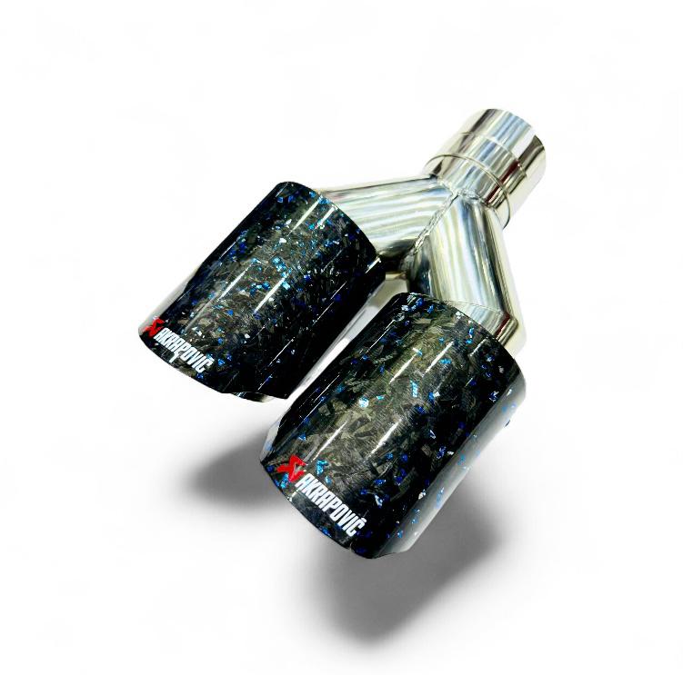 Akrapovic Dual Tip | Akra Blue Forged Carbon Dual Exhaust Tip