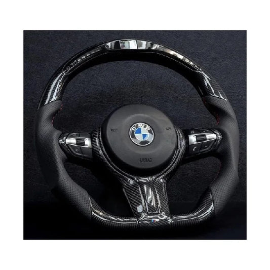 BMW Carbon fiber Steering Wheel with RPM LED | Material -Perforated Leather