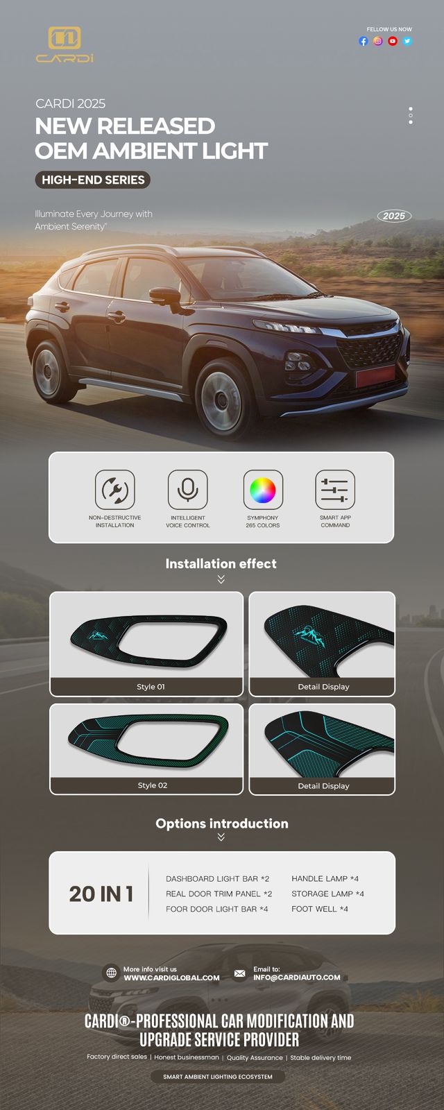 Cardi 20-in-1 Ambient Light Kit for Fronx – Complete Interior LED Upgrade