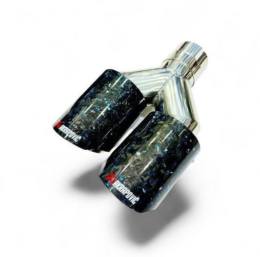Akrapovic Dual Tip | Akra Blue Forged Carbon Dual Exhaust Tip