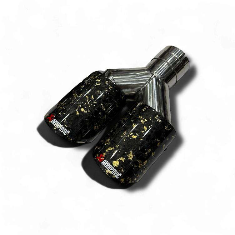 Akrapovic Dual Tip | Akra Golden Forged Carbon Dual Exhaust Tip